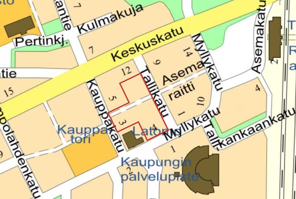 1.2 Kaava-alueen sijainti ja laajuus Kaavoitettava alue sijaitsee Pieksämäen kaupungin ydinkeskustassa ja käsittää 1. kaupunginosan korttelissa 96 sijaitsevat tontit 3, 14 ja 15.
