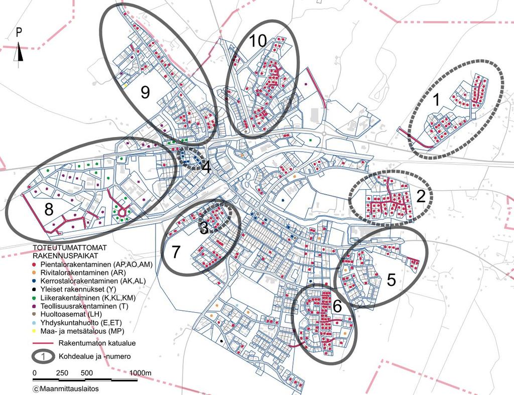 3. VAIHTOEHTOTARKASTELUT - ASUMINEN 1. Asemakaavavaranto 300 pientalotonttia/ 2,7asukasta/pientalo/n. 810 uutta asukasta 8 rivitalotonttia/n. 50 uutta asuntoa/1,4 asukasta/asunto n.