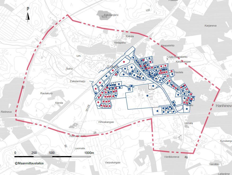 3. VAIHTOEHTOTARKASTELUT Eskolan taajama Asuminen Asemakaavavaranto: 47 pientalotonttia -> 130 uutta asukasta 1 rivitalotonttia -> 10 uutta asukasta 0 kerrostalotonttia -> Asemakaavavaranto on