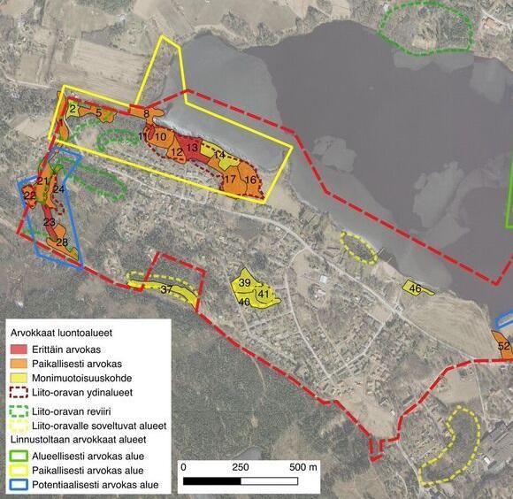 Kuvassa neljä näkyy Taka-Vattolan alueelle muodostuneen runsaasti reheväkasvuisia vanhalle pellolle kehittynyttä kuusivaltaista metsää sekä puronvarsilehtoja ja rantaluhtaa.