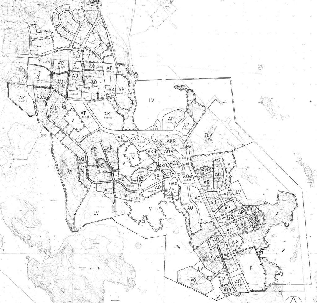 Valkon ja sen lähialueiden osayleiskaava OAS 31.5.2018 11 (20) Kuva 4.4. Valkonlammen osayleiskaava vuodelta 1993.
