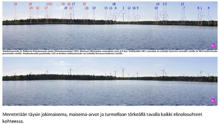 Tästä johtuen yleiskaavan voimalat 1 5 ja 22 on siirretty pois kaavan pohjois- ja luoteisosista. Niille on tutkittu uudet paikat kaavan etelä- ja itäosista.