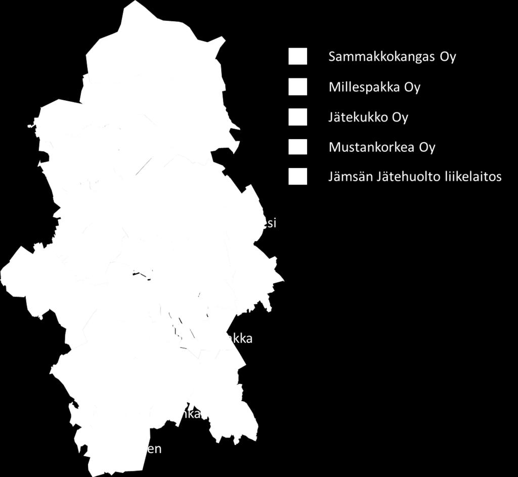 6. KUNNALLISEN JÄTEHUOLLON JÄTTEENKÄSITTELYKESKUKSET Suurin osa Keski-Suomen kunnista on liittynyt kunnalliseen jätehuoltoyhteistyöhön.