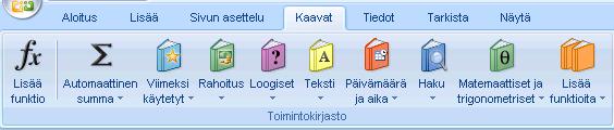 Excel 2007 fi-fi 7 / 31 Funktiot Yleistä funktioista Ohjelma sisältää suuren joukon funktioita esim. matematiikan, ja rahoituksen alueelta.