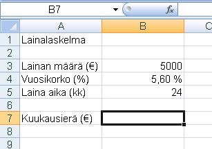 Excel 2007 fi-fi 8 / 31 Funktiokaavan luominen Ohjattu funktion