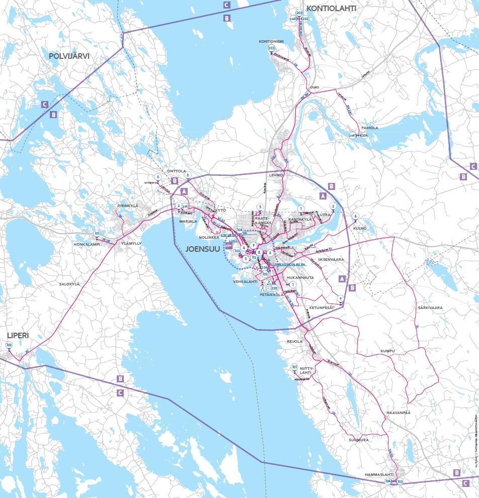 Sivu 9/14 Linjat ovat seuraavat: 1 Utra-Rantakylä (Ranta-Mutalantie)-keskusta-Niinivaara-Hukanhauta 2 Utra/Kupluskylä-Rantakylä (Ruuhitie)-keskusta-Noljakka-Marjala 3