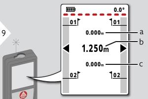 Etäisyys seuraavaan merkintäpisteeseen näytetään.