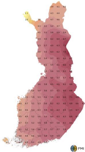 Lämmin kevät ja talven alku Vuoden 2016 keskilämpötilan poikkeama vertailukaudesta 1981-2010 1 2 3 4 5 6 7 8 9 10 11 12 Lähteet: