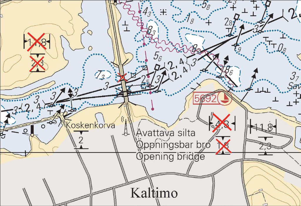 Tm/UfS/NtM 27, 30.09.2013 *324. R/277/278 Suomi. Vuoksen vesistö. Eno. Kaltimonkoski. Kaltimon kanava. Siltatiedot. Karttamerkinnän muutos. Finland. Vuoksens vattendrag. Eno. Kaltimonkoski. Kaltimo kanal.
