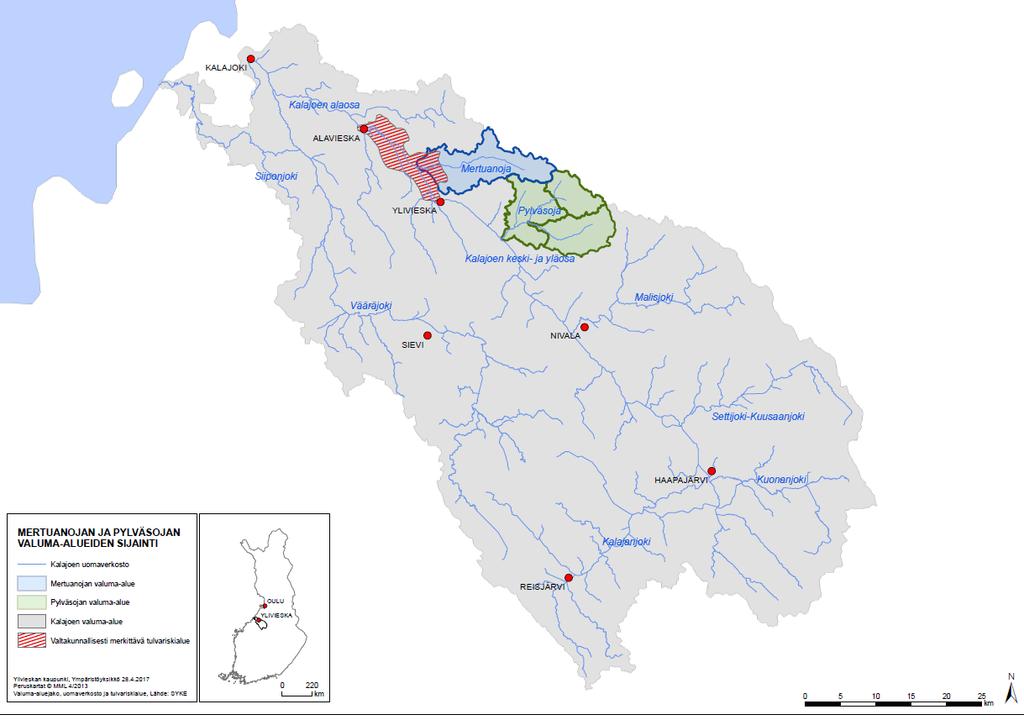 Suunnittelualueet: Mertuanojan ja Pylväsojan valuma-alueet Mertuanoja
