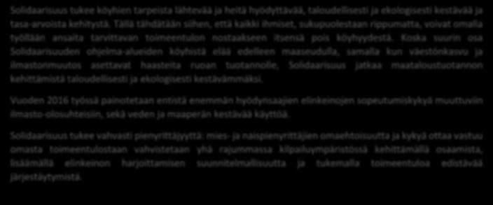 maataloustuotannon kehittämistä taloudellisesti ja ekologisesti kestävämmäksi.