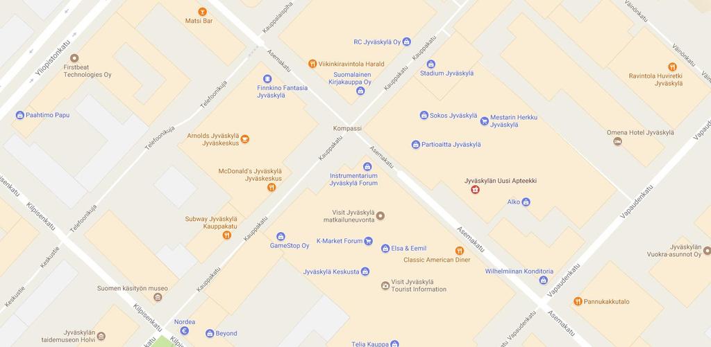 Esimerkkejä: Google maps Tietojen lisääminen tapahtuu ilmaisen Google