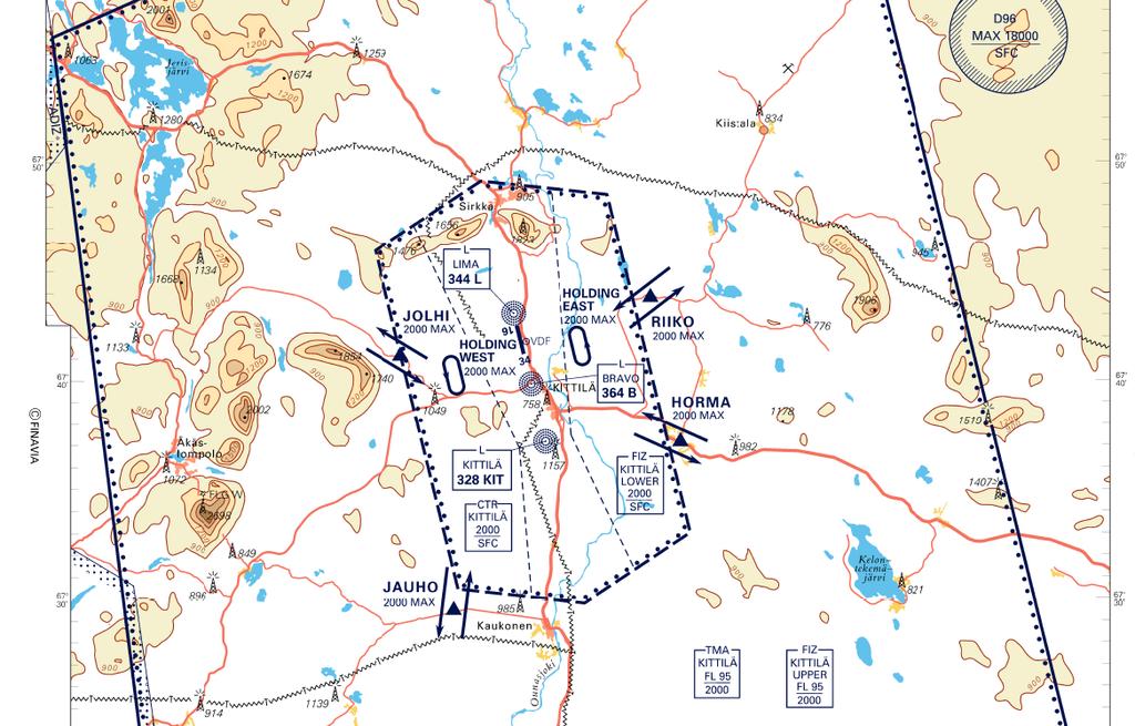 Kittilän lentoaseman FIZ-lentoestekorkeuspinta FIZ-raja 462 m = 1516 jalkaa Levitunturi 530 m (1740 jalkaa) masto 556 m (1823 jalkaa) Aakenustunturi 565 m (1854 jalkaa), ylittää jo nyt FIZ-rajan