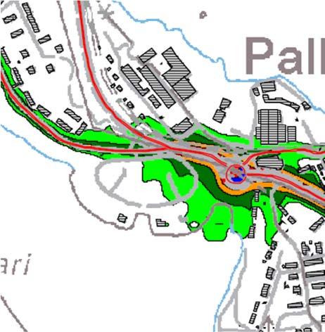 19/40 Oheisissa kuvissa on otteet Lappeenrannan seudun ympäristötoimen alueen meluselvityksen (Ramboll 2015) kartoista päivä- ja yöajan keskiäänitasoista, nykytilanne v.