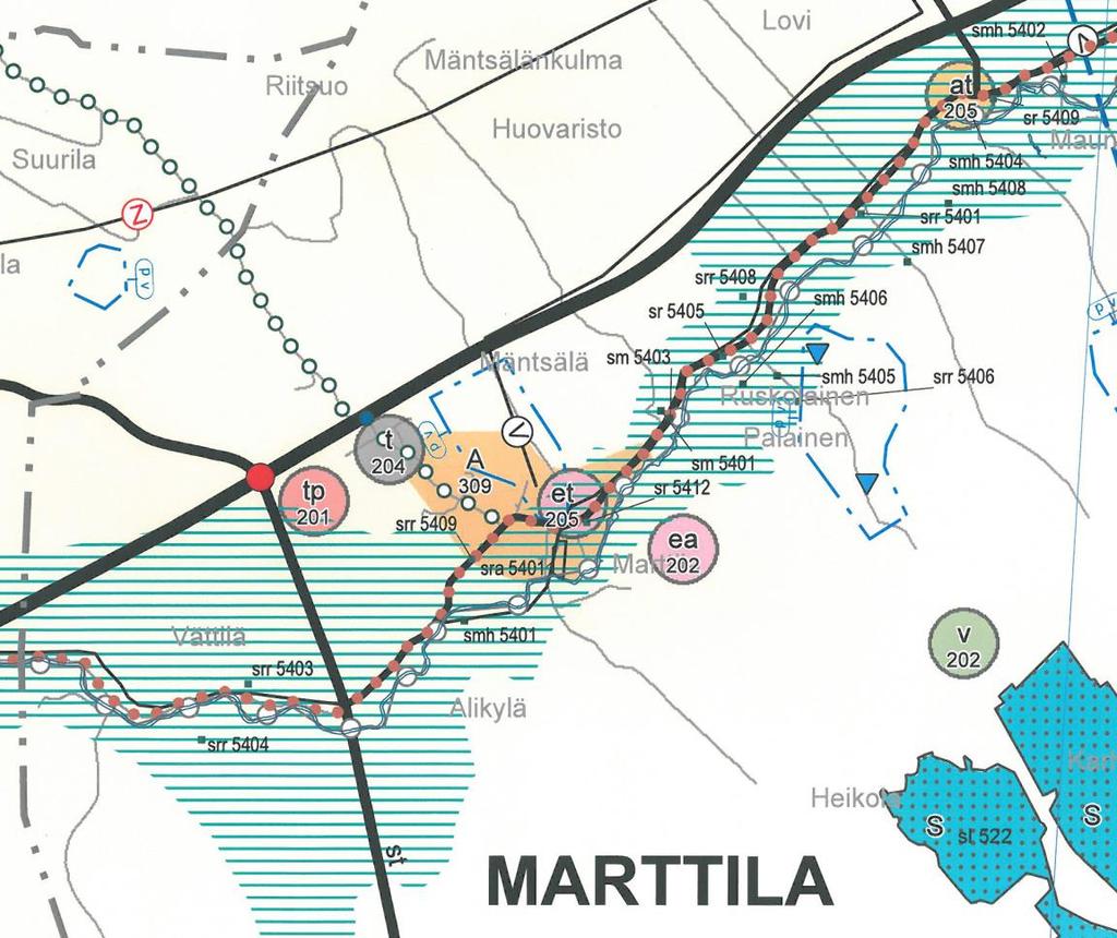 Maakuntakaava Loimaan seudun maakuntakaavassa (vahvistettu 20.3.2013) alue on merkitty taajamatoimintojen (A) alueeksi.
