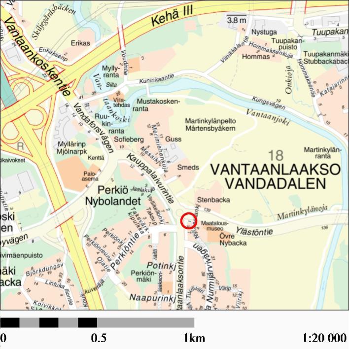 8. TONTIT ALUEITTAIN 8.1 Vantaanlaakso Tontti sijaitsee Martinkylän keskiaikaisperäisen kylän alueella. Vantaanjokilaakso on valtakunnallisesti merkittävää kulttuuriympäristöä ja maisema-aluetta.