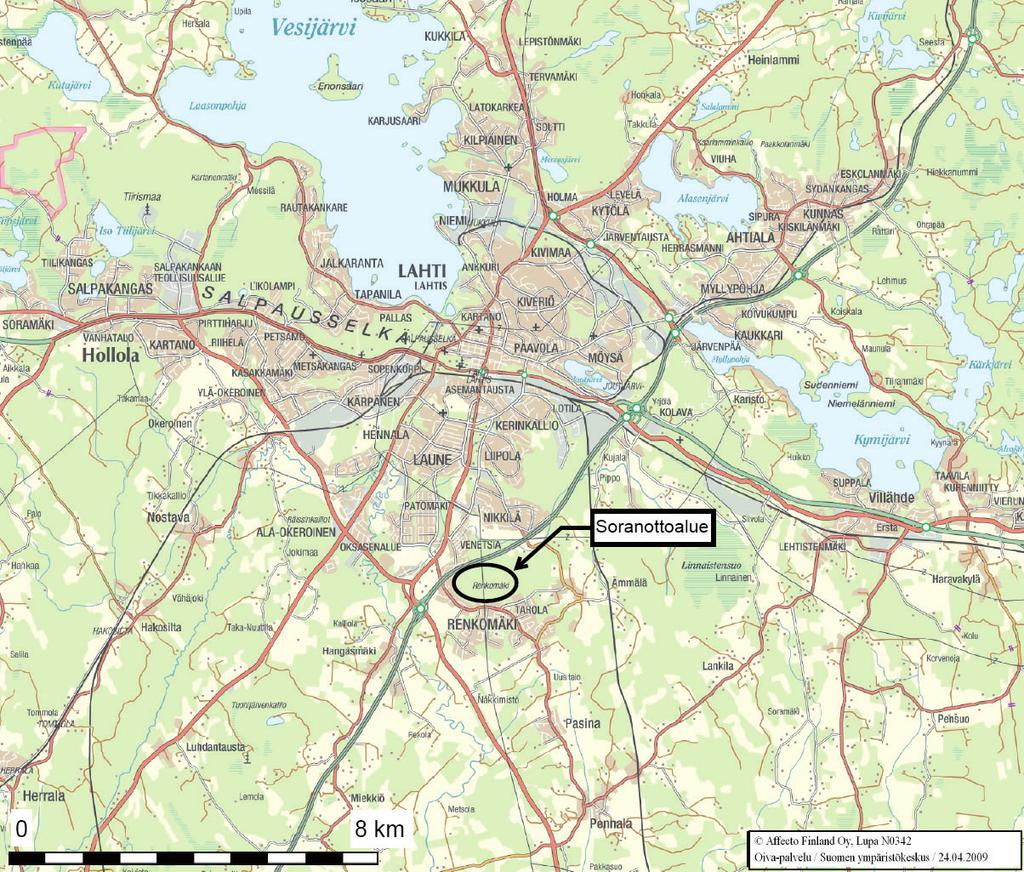 8 RENKOMÄEN MAA-AINESALUEEN KEHITTÄMINEN 1 JOHDANTO Rudus Oy ja Lahden kaupunki ovat toimineet 1980-luvulta lähtien Lahden Renkomäen soranottoalueella, mistä on otettu maa-aineksia jo aiemmin muiden