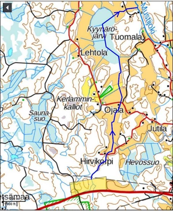 5 (13) Kuva 5. Purkureitti. (Kartan lähde: Paikkatietoikkuna.fi) 4 Alueen rakentaminen 4.