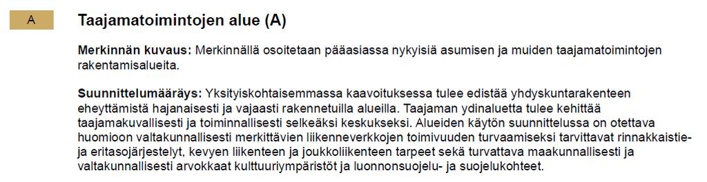 taajamatoimintojen aluetta.