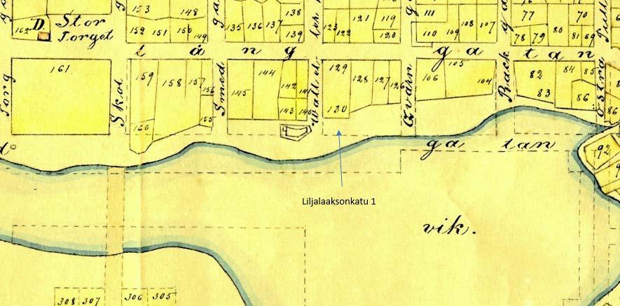 Liljalaaksonkatu 1 asemakaavamuutos, kaavaselostus Uudenkaupungin kaupunki, Kaupunkisuunnittelu Sivu 7 / 15 Ote kaupungin kaavasta vuodelta 1799.
