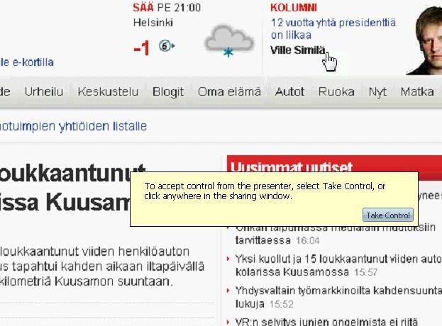 Esittelijä voi milloin tahansa keskeyttää muokkauksen tupla-napsauttamalla oman hiirensä vasenta painiketta. F.