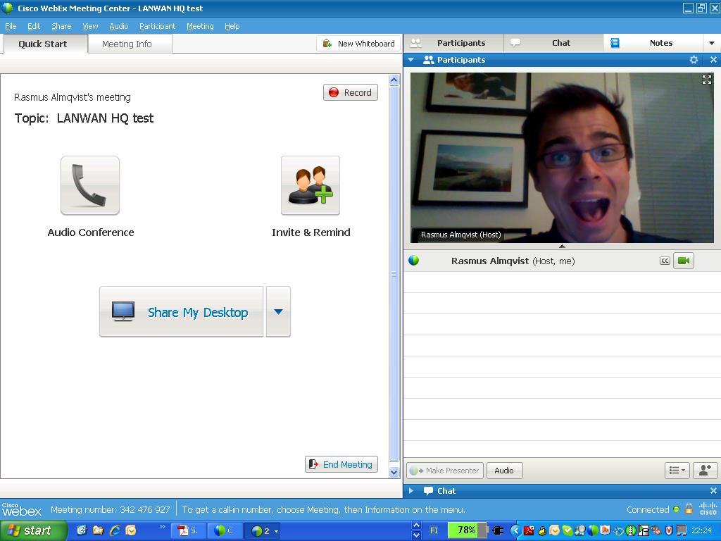 Cisco WebEx Cisco WebEx on Ciscon tarjoama selainpohjainen web neuvottelupalvelu, joka mahdollistaa videon, puheen, chatin ja datan jaon organisaatioiden välillä.