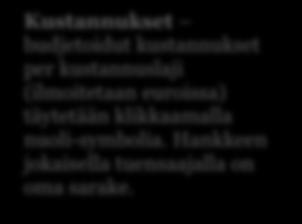 Välilehdet EU-budjetti ja Norjan budjetti Välilehti EU-budjetti sisältää hankkeeseen osallistuvien EU-maiden budjetit.