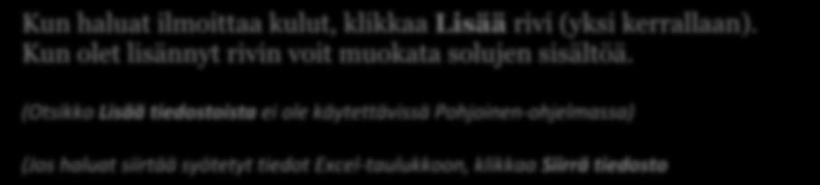 Rekisteröidyt kulut eivät näy tilinpäätöksessä ennen Tallenna-painiketta.