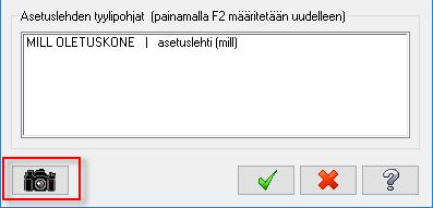 Mastercam for SOLIDWORKS ei rajoita omien, asetuslehdelle lisättävien kuvien lukumäärää. Lisää kuvia asetuslehteen valitsemalla Lisää kuvia Asetuslehti-valintaikkunasta.