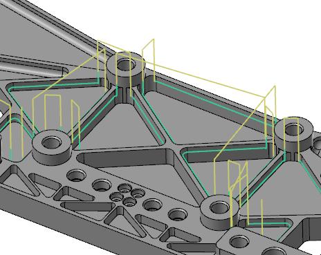 Mastercam 2019 for SOLIDWORKS uudet piirteet Jyrsinnän uudet piirteet Valittuasi Ketjun geometrian Mallin viisteen -radalla on joukko omia parametrejaan, joilla voidaan