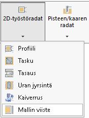 Mastercam 2019 for SOLIDWORKS uudet piirteet Jyrsinnän uudet piirteet Valitse Mallin viiste 2D-työstöradat -valikosta Mastercam2019-välilehdeltä.