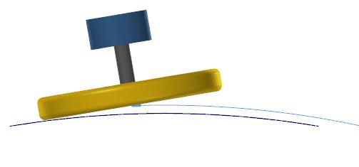 Mastercam 2019 for SOLIDWORKS uudet piirteet Jyrsinnän uudet piirteet Ensimmäisessä kuvassa työkalu aloittaa työstön reunallaan. Toisessa kuvassa työkalu on työstänyt koko kaaren reunallaan.
