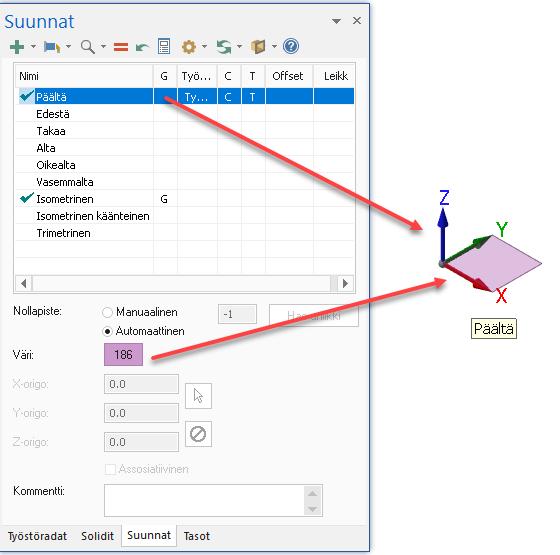 Mastercam 2019 uudet piirteet Uudet yleispiirteet Akselistosymbolin XY-tasoruutu on värillinen Suunnan akselistoikonin tasoruutu voidaan nyt
