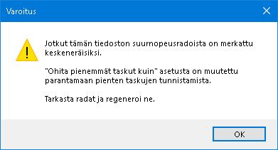 Mastercam 2019 uudet piirteet Jyrsinnän uudet piirteet Kun avataan Mastercam vanhemman version rata, operaatiot saattavat tulla merkatuiksi keskeneräisiksi. Jos näin on, näytetään tästä ilmoitus.