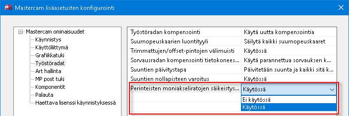 Mastercam 2019 uudet piirteet Jyrsinnän uudet piirteet Säikeistys (moniydinprosessorin hyödyntäminen) Käyrän, Kyljellä työstön, Vuopinnan, Monipinnan, Kanavatyöstön, ja Kiertoakselin työstöradat