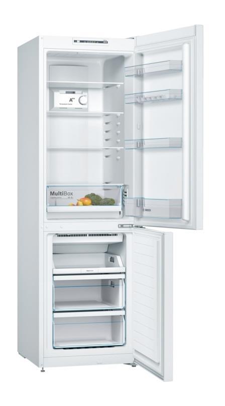 Jääkaappi (Bosch) Jääkaappipakastin KGN36NW30 energialuokka A++ No frost -toiminto pikapakastus, joka palautuu automaattisesti