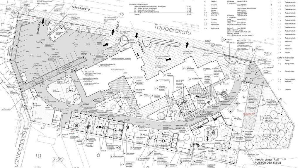 Selostus A-2726 6 (10) Pihasuunnitelma ja liikennejärjestelyt Päiväkodin piha-alueet on kunnostettu ja Tapparakatua vasten on rakennettu meluaita.