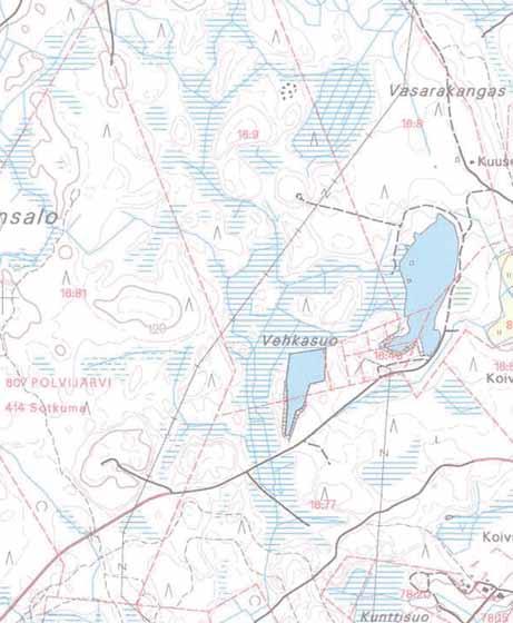 5.4 Vaihtoehto 2 Sivukivi läjitetään laajennettavalle kaivospiirin läntiselle läjitysalueelle. Poistettu pintamaa käytetään hyödyksi läjitysalueiden jälkihoidossa. Kuva 3.