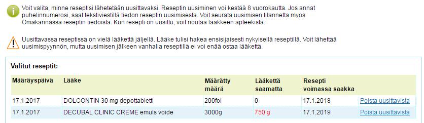 Uusimispyynnön lähettäminen 3/6 Jos uusimispyyntöä lähtee tekemään sellaisesta lääkkeestä,