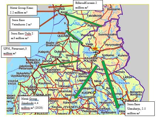 Kainuun puun käyttö Kainuu toimii reservinä Kainuun metsien kasvu 10 M m3/vuosi Kestävä hakkuu 7 M m3/v Nykyinen hakkuu 5 M m3/v >90% of metsistä joko FSC tai PEFC sertifioituja