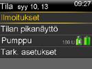 INSULIINIPUMPPU I PERUSNÄYTTÖ INSULIINIPUMPPU I PERUSNÄYTTÖ OSA : PERUSNÄYTTÖ TILAPALKKI Perusnäytöstä voit siirtyä kaikkiin pumpun toimintoihin.