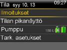 INSULIINIPUMPPU I PERUSNÄYTTÖ INSULIINIPUMPPU I PERUSNÄYTTÖ OSA : PERUSNÄYTTÖ TILAPALKKI Perusnäytöstä voit siirtyä kaikkiin pumpun toimintoihin.