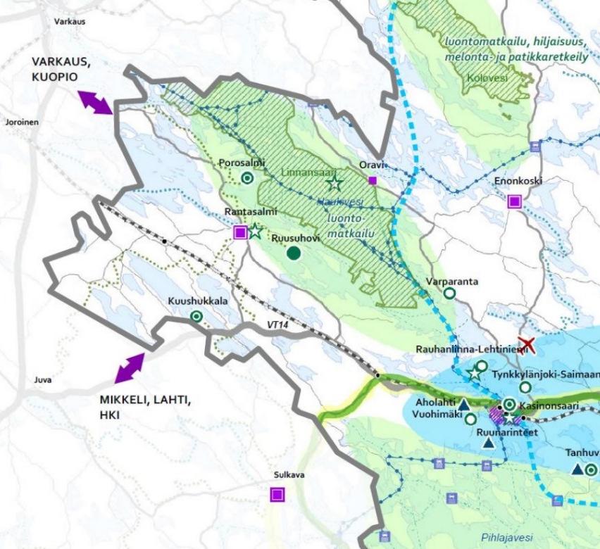 Keskustan osayleiskaava 28 Kuva: Savonlinnan aluerakennemalli, matkailu 2030.