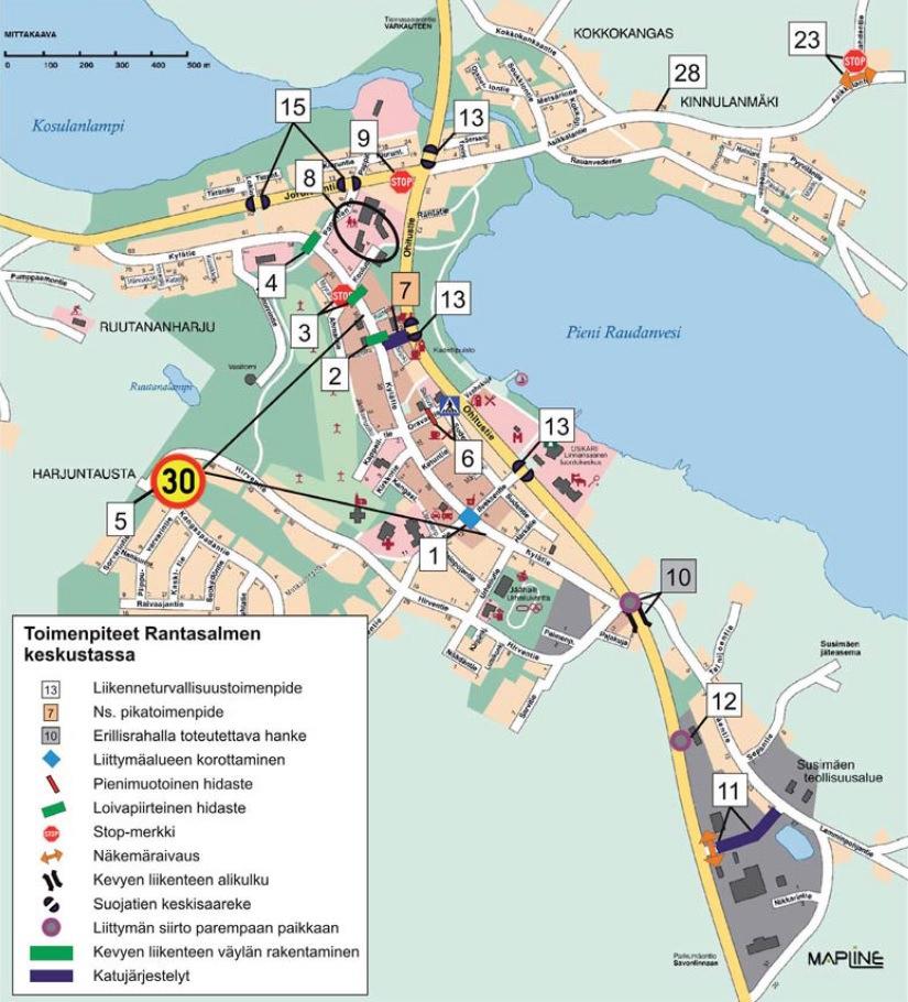 Keskustan osayleiskaava 30 Susimäentien huono kunto, ylinopeudet ja raskas liikenne Ohitustien (mt 464) opasteet muodostavat näkemäesteitä, tiellä on liian suuri nopeusrajoitus ja ohittamistilanteita