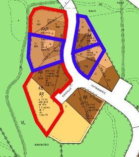 Punaisella rajatut tontit varataan ARA-rakentamiseen