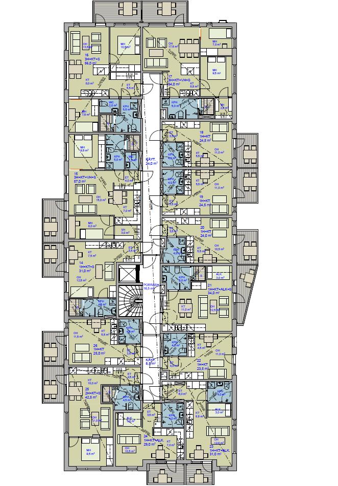 KERROS 2 16 3hs 56,0 m² 17 3hvhs 54,0 m² 18 24,5 m² 15 3hvhs 57,0 m² 19 24,5 m² 14 s 31,0 m²