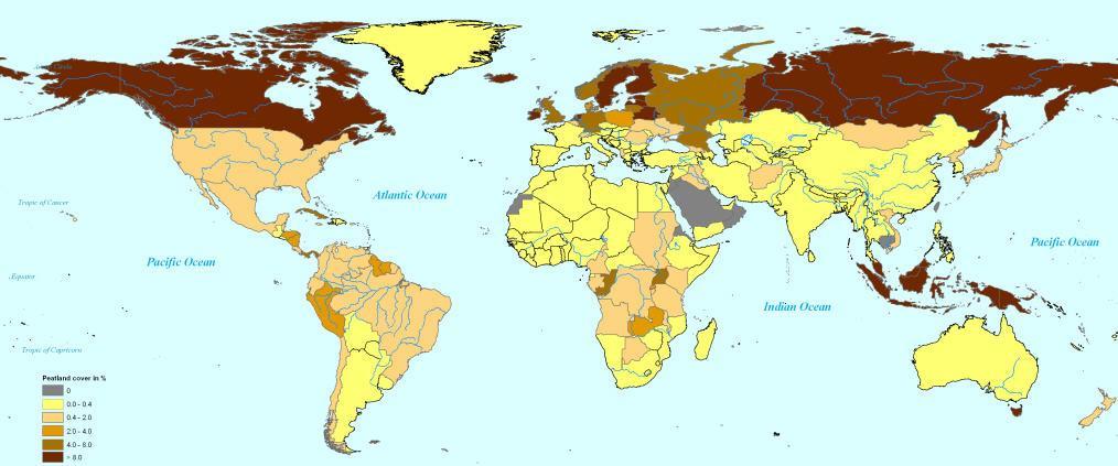 Tutkimusmotivaatio: Soiden rooli globaalissa biogeokemiallisessa kierrossa - Pohjoiset suot peittävät 4x10 6 km 2 = n.