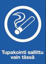 6.4.2017 5 (8) Tehdastiloissa on melua, joka ylittää 85 db(a). Melutaso ja kuulosuojainten käyttö ilmoitetaan asianomaisella kyltillä. Tupakointi tehdasalueella on sallittu vain merkityissä paikoissa.