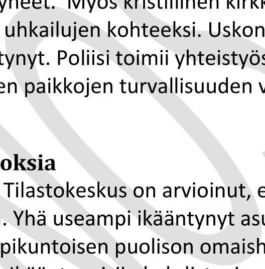 Ennalta ehkäistään ikääntyneisiin kohdistuvia rikoksia Ikääntyneiden määrä lisääntyy Suomessa. Tilastokeskus on arvioinut, että vuonna 2030 väestöstä 26 prosenttia on yli 65-vuotiaita.