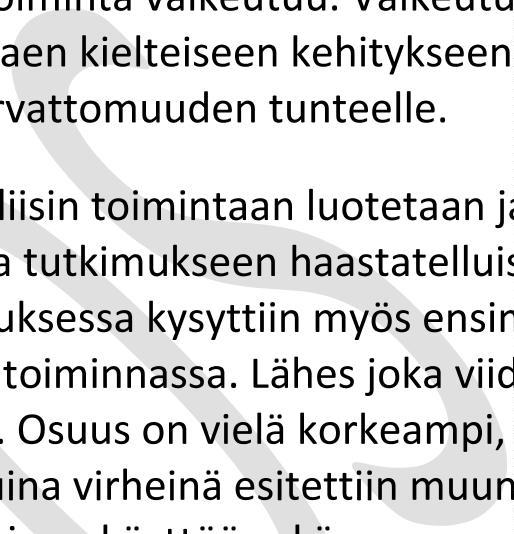 Tutkimuksessa kysyttiin myös ensimmäisen kerran arvioita poliisin tekemistä selvistä virheistä arkisessa poliisitoiminnassa.